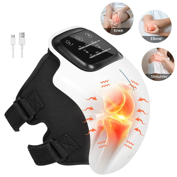 Premium Cordless Heated Knee Massager 3000mAh Rechargeable Battery 3 Heat 3 Vibration Modes Pain Relief Wrap for Knee Shoulder Elbow Arthritis Recovery Circulation Support
