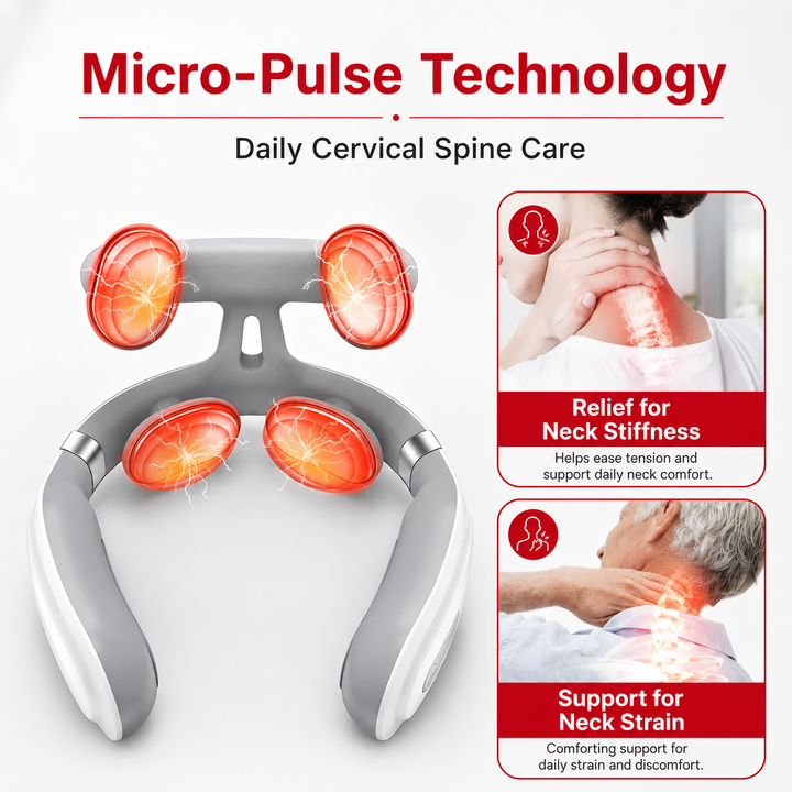 Premium Cordless Neck Massager with Heat EMS Deep Tissue Relaxation Device 16 Intensity Levels Hands-Free Neck Pain Relief Massager for Daily Use