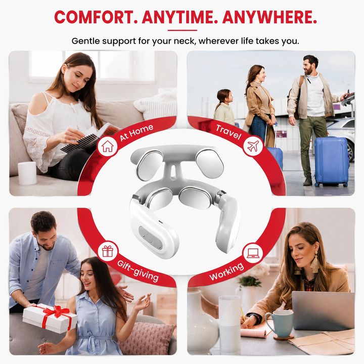 Premium Cordless Neck Massager with Heat EMS Deep Tissue Relaxation Device 16 Intensity Levels Hands-Free Neck Pain Relief Massager for Daily Use
