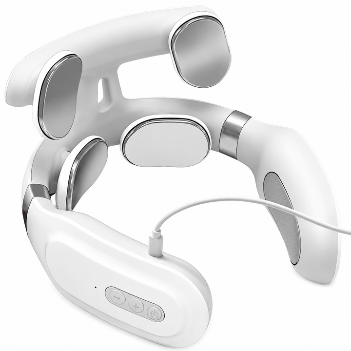 Premium Cordless Neck Massager with Heat EMS Deep Tissue Relaxation Device 16 Intensity Levels Hands-Free Neck Pain Relief Massager for Daily Use