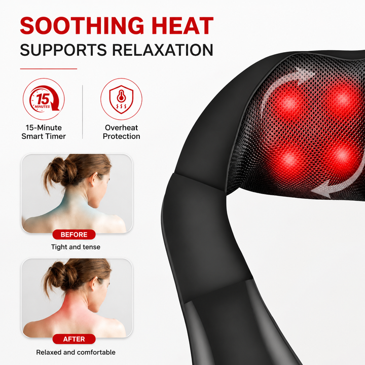 Premium Cordless Neck and Shoulder Massager Shiatsu Massage Pillow with Heat Portable Deep Tissue Back Neck Leg Massager for Home Travel Use