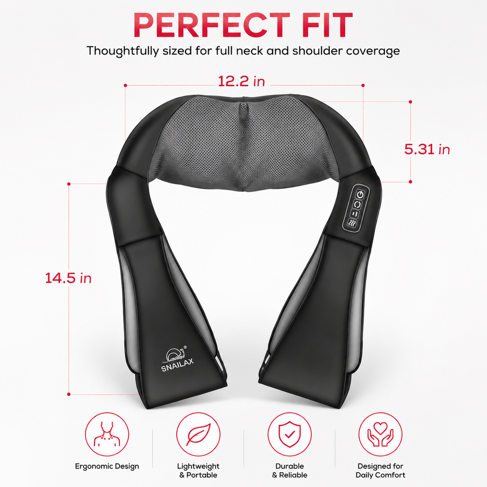 Premium Cordless Neck and Shoulder Massager Shiatsu Massage Pillow with Heat Portable Deep Tissue Back Neck Leg Massager for Home Travel Use