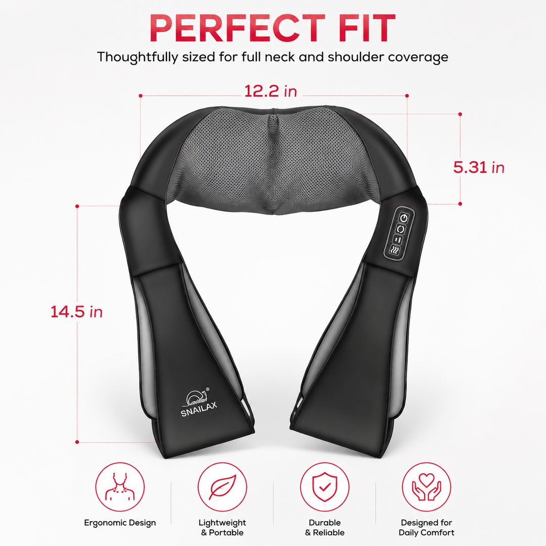 Premium Cordless Neck and Shoulder Massager Shiatsu Massage Pillow with Heat Portable Deep Tissue Back Neck Leg Massager for Home Travel Use