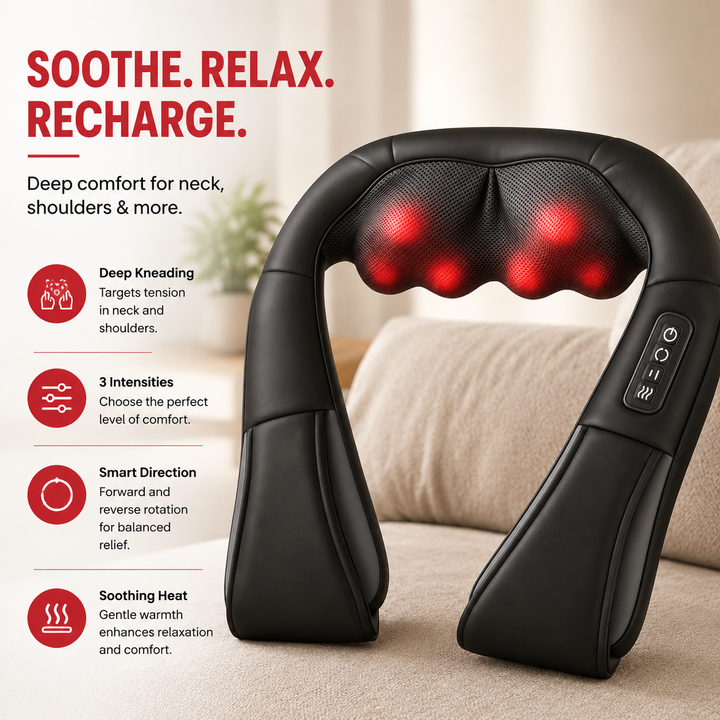 Premium Cordless Neck and Shoulder Massager Shiatsu Massage Pillow with Heat Portable Deep Tissue Back Neck Leg Massager for Home Travel Use