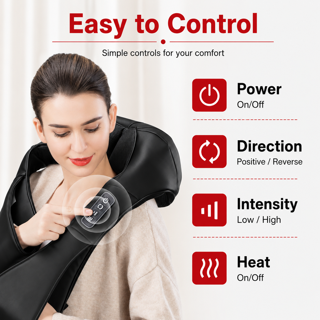 Premium Cordless Neck and Shoulder Massager Shiatsu Massage Pillow with Heat Portable Deep Tissue Back Neck Leg Massager for Home Travel Use