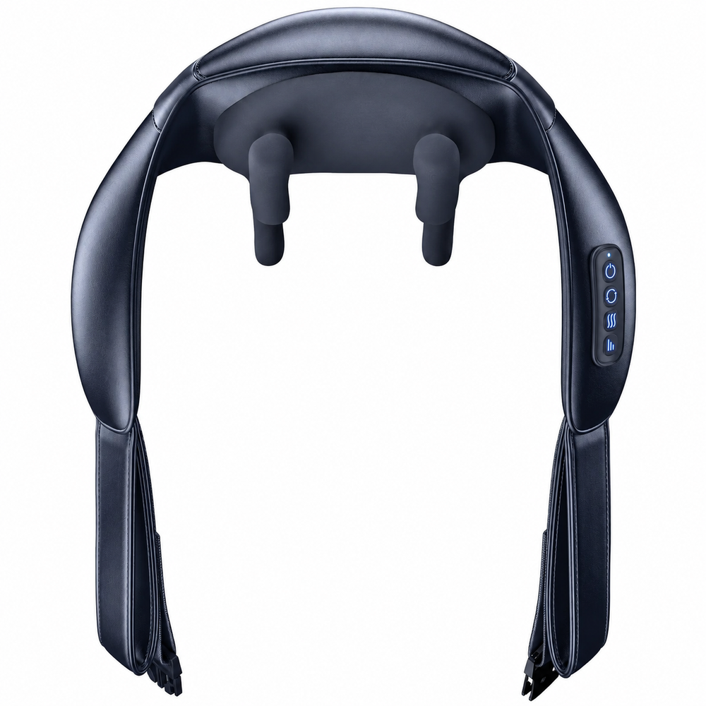 Premium Cordless Shiatsu Neck & Shoulder Massager 6 Nodes Heat Therapy Deep Tissue Massage Device 2000mAh Rechargeable Portable Pain Relief