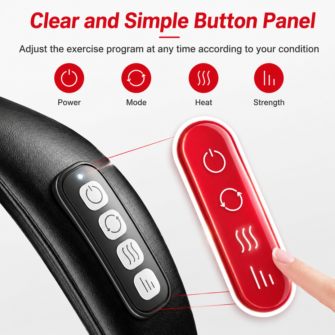Premium Cordless Shiatsu Neck &amp; Shoulder Massager 6 Nodes Heat Therapy Deep Tissue Massage Device 2000mAh Rechargeable Portable Pain Relief