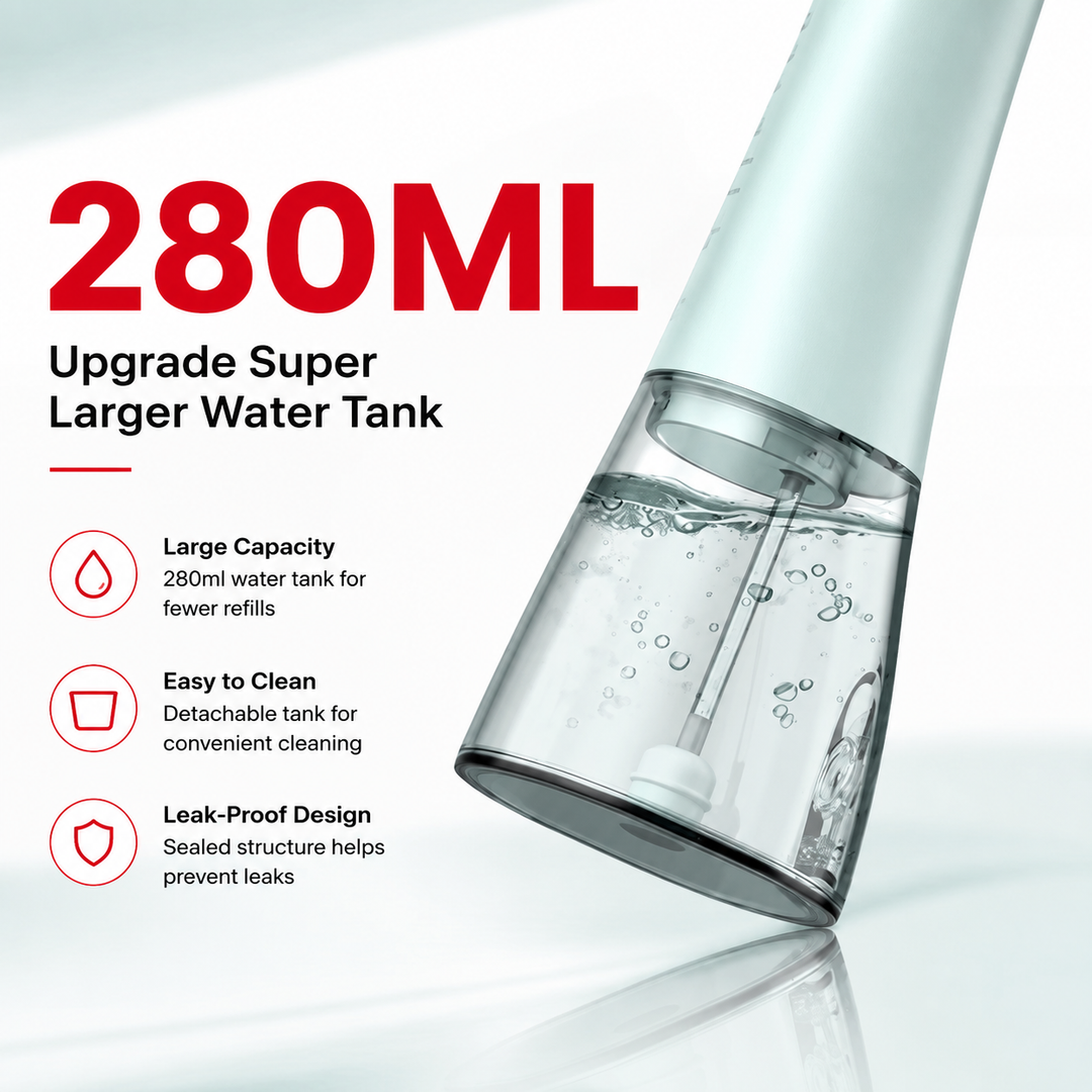 Premium Cordless Water Flosser 280ml Portable Oral Irrigator 4 Modes 6 Tips USB Rechargeable IPX7 Waterproof Dental Cleaner Deep Gum Care Travel Device