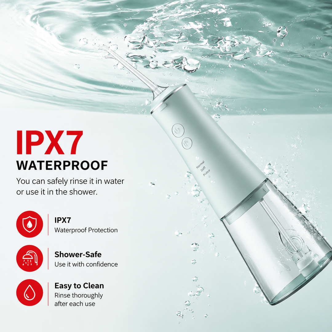 Premium Cordless Water Flosser 280ml Portable Oral Irrigator 4 Modes 6 Tips USB Rechargeable IPX7 Waterproof Dental Cleaner Deep Gum Care Travel Device
