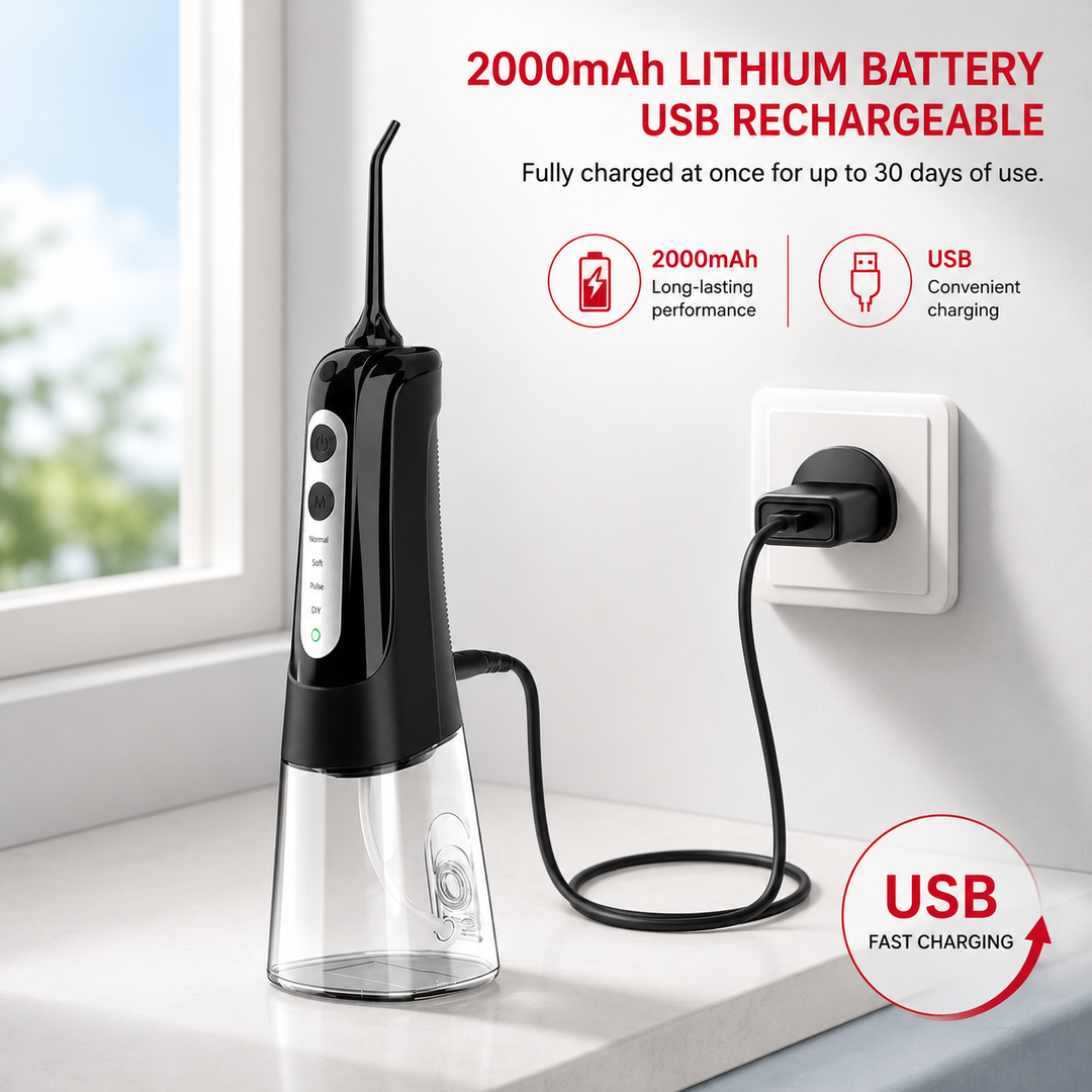 Premium Cordless Water Flosser Portable Oral Irrigator Rechargeable IPX7 Waterproof Teeth Cleaning Device 4 Modes 5 Tips Deep Gum Dental Care Cleaner