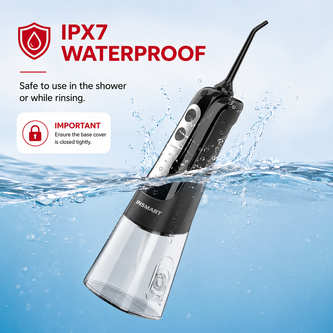 Premium Cordless Water Flosser Portable Oral Irrigator Rechargeable IPX7 Waterproof Teeth Cleaning Device 4 Modes 5 Tips Deep Gum Dental Care Cleaner