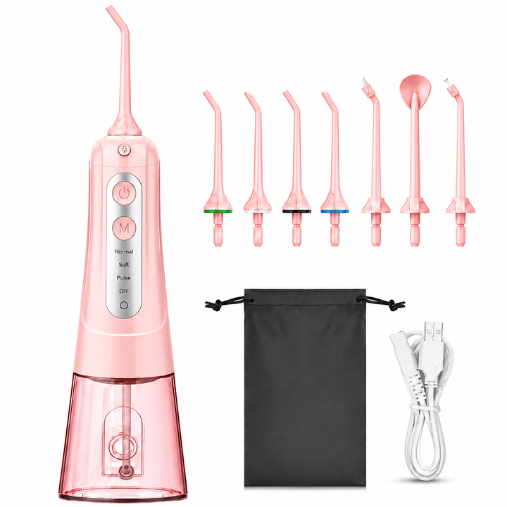 Premium Cordless Water Flosser Portable Oral Irrigator Rechargeable IPX7 Waterproof Teeth Cleaning Device 4 Modes 5 Tips Deep Gum Dental Care Cleaner