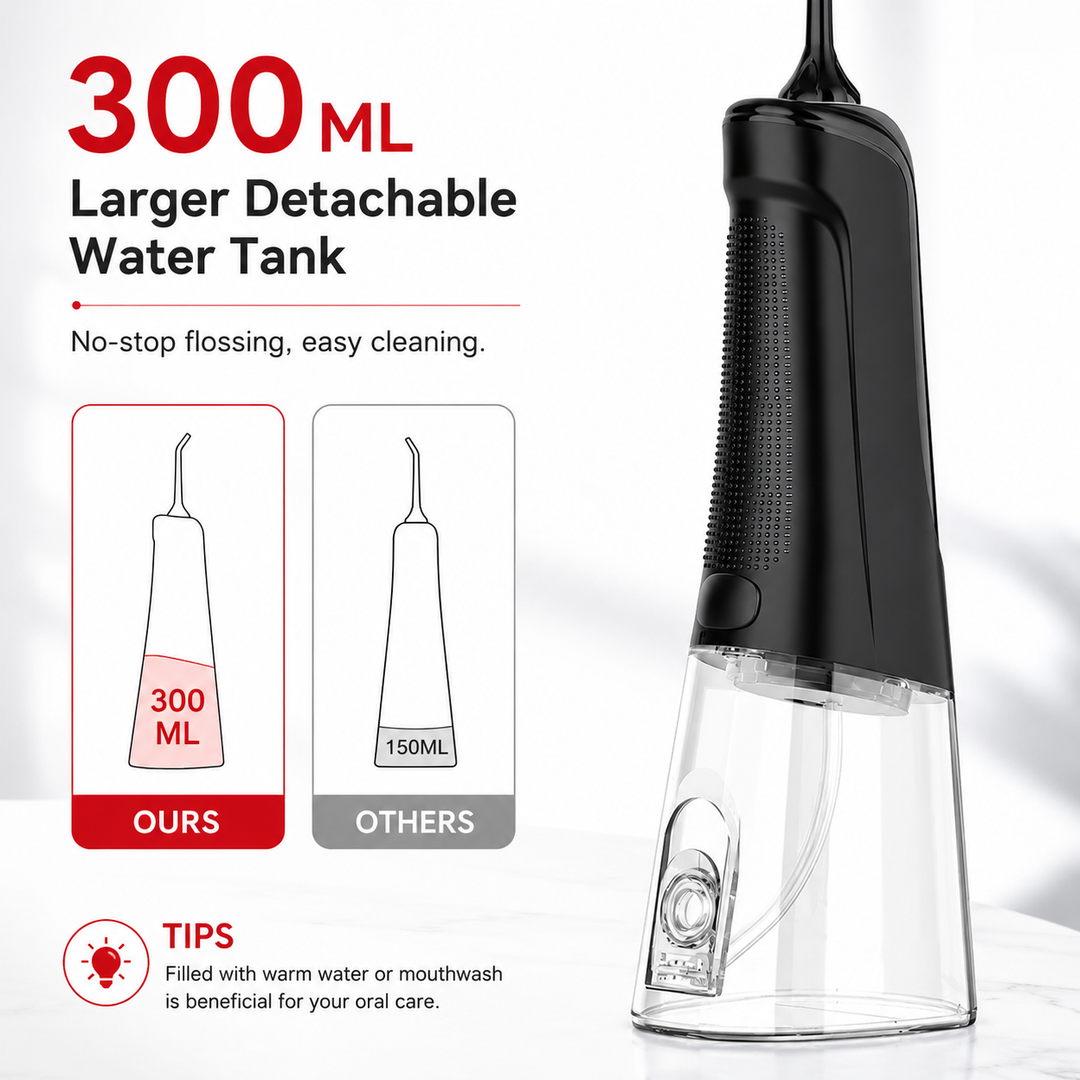 Premium Cordless Water Flosser Portable Oral Irrigator Rechargeable IPX7 Waterproof Teeth Cleaning Device 4 Modes 5 Tips Deep Gum Dental Care Cleaner