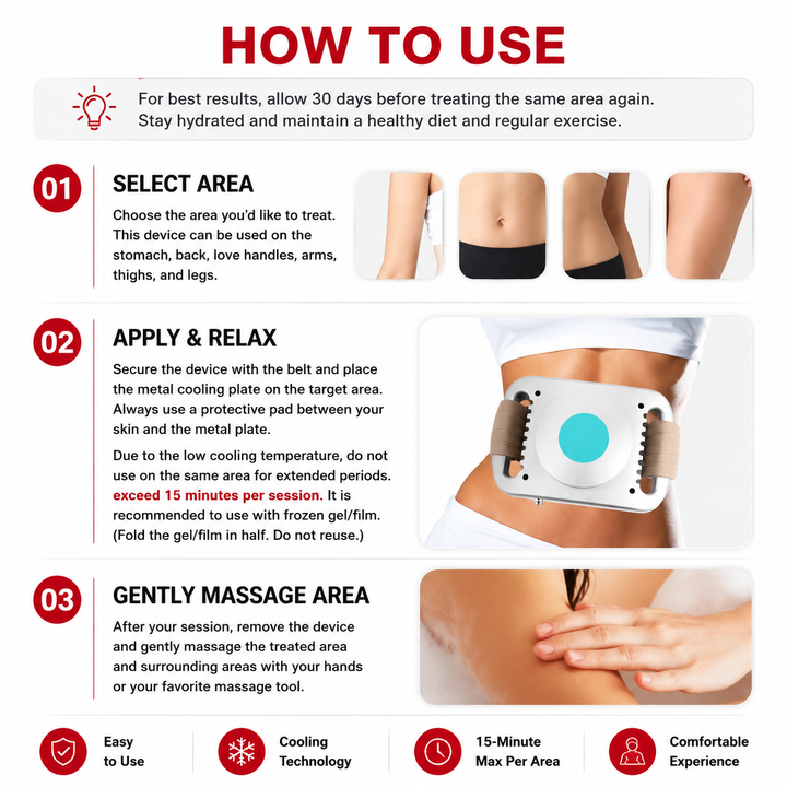 Premium Cryolipolysis Cold Therapy Device Portable Body Sculpting Cooling Massager Non-Invasive Fat Freezing Home Use Adjustable Timer Belt System