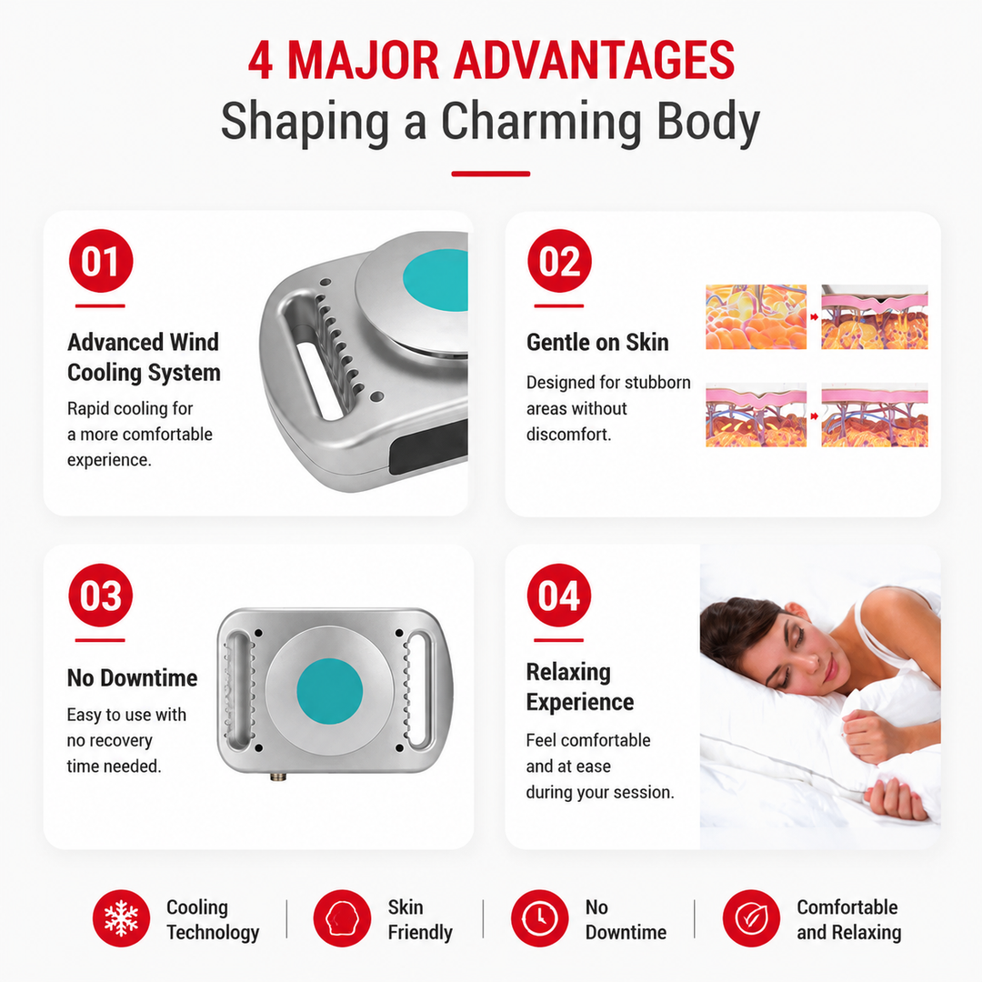 Premium Cryolipolysis Cold Therapy Device Portable Body Sculpting Cooling Massager Non-Invasive Fat Freezing Home Use Adjustable Timer Belt System
