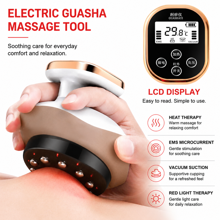 Premium Cupping Massager LCD Vacuum Suction EMS Gua Sha Body Sculpting Device Anti Cellulite Fat Burner Heating Massage Therapy Portable Rechargeable