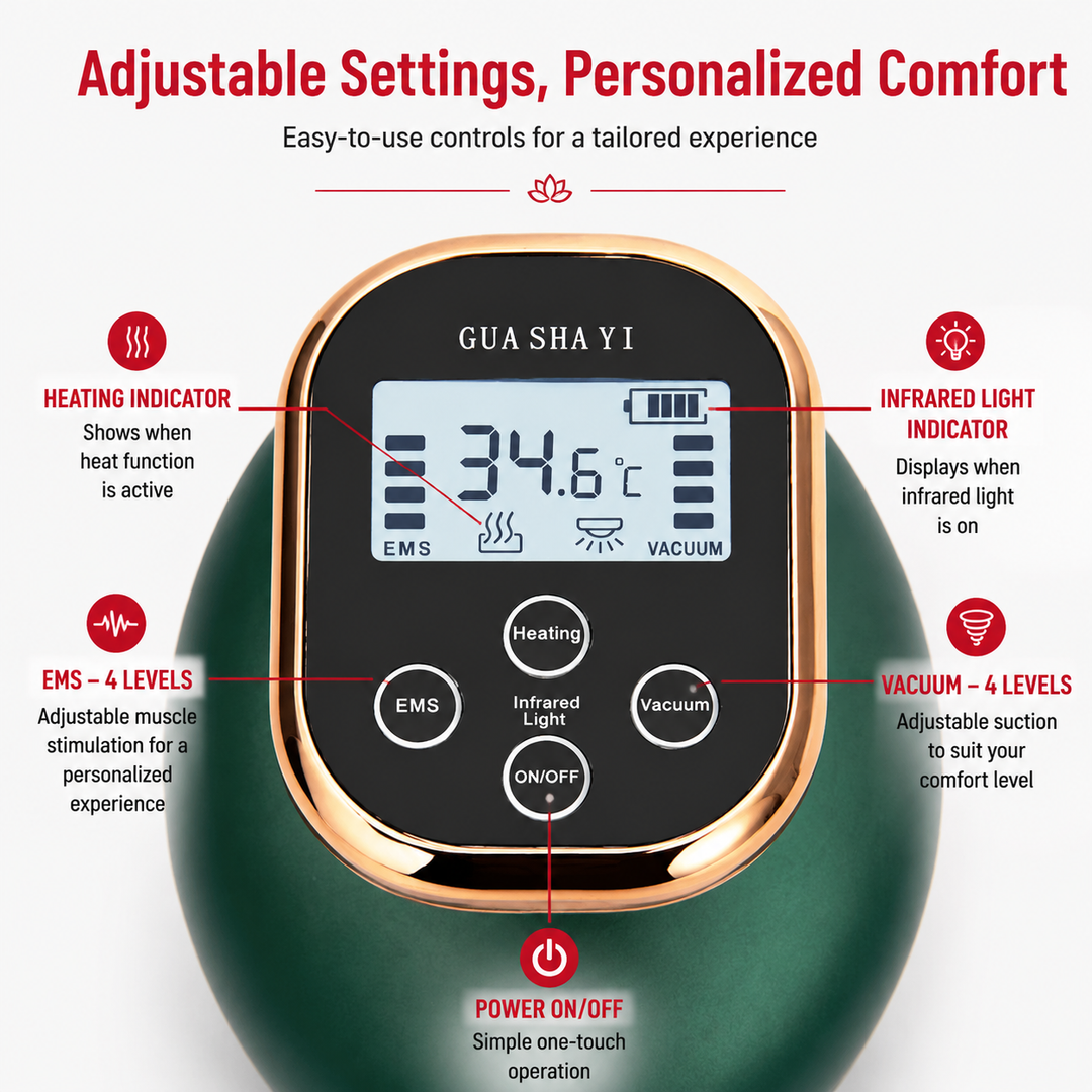 Premium Cupping Massager LCD Vacuum Suction EMS Gua Sha Body Sculpting Device Anti Cellulite Fat Burner Heating Massage Therapy Portable Rechargeable