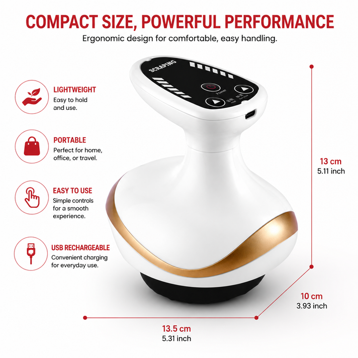 Premium Cupping Massager with LCD Vacuum Suction EMS Anti-Cellulite Heat 35–50°C Magnet Gua Sha Rechargeable Auto 30-Min Off Body Sculpting Device