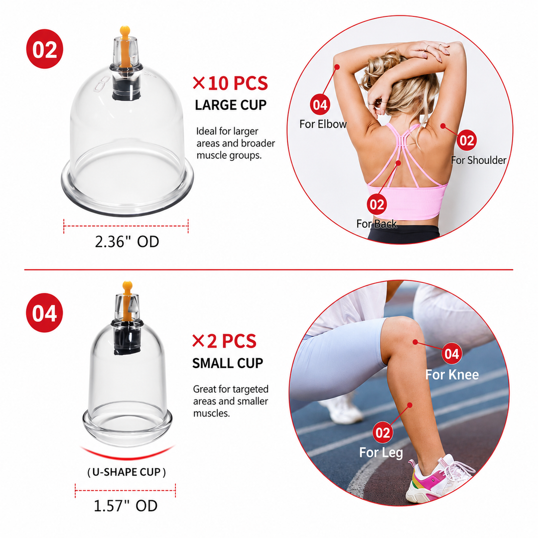 Premium Cupping Therapy Set Vacuum Suction Cups Massage Kit Chinese Medicine Physiotherapy Muscle Relaxation Body Care Pump Set Home Use