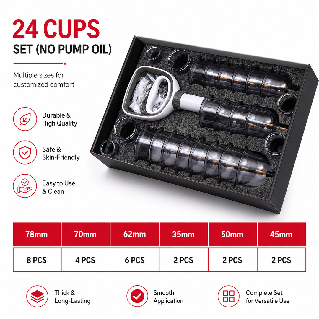 Premium Cupping Therapy Set Vacuum Suction Cups Massage Kit Chinese Medicine Physiotherapy Muscle Relaxation Body Care Pump Set Home Use