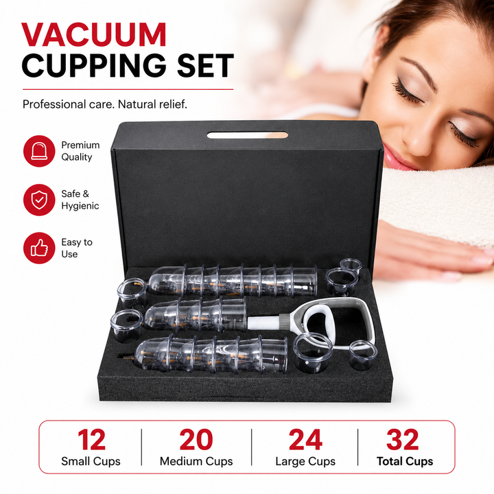 Premium Cupping Therapy Set Vacuum Suction Cups Massage Kit Chinese Medicine Physiotherapy Muscle Relaxation Body Care Pump Set Home Use