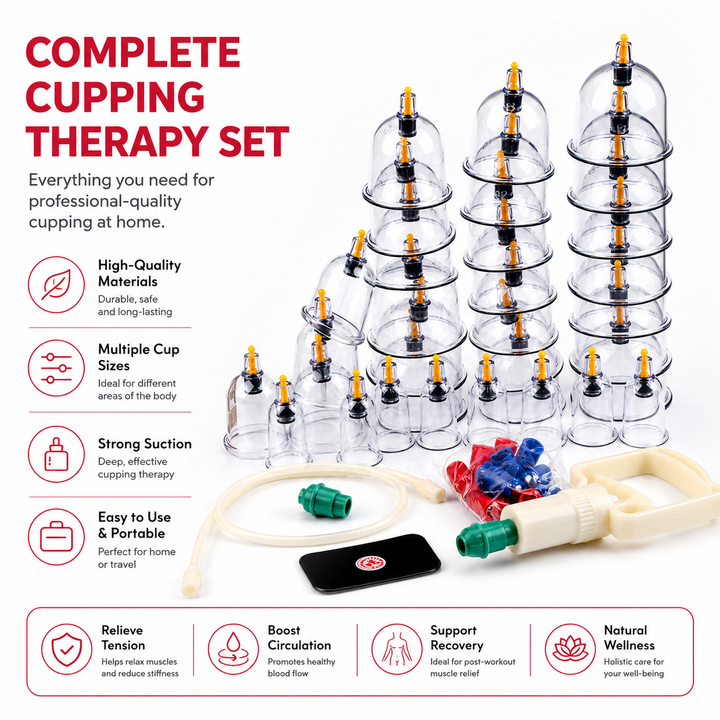 Premium Cupping Therapy Set Vacuum Suction Cups Massage Kit Chinese Medicine Physiotherapy Muscle Relaxation Body Care Pump Set Home Use