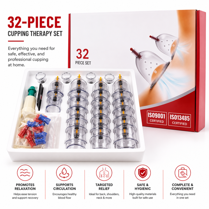 Premium Cupping Therapy Set Vacuum Suction Cups Massage Kit Chinese Medicine Physiotherapy Muscle Relaxation Body Care Pump Set Home Use