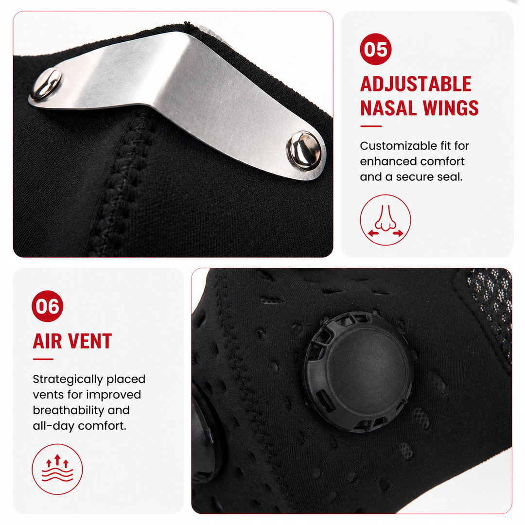 Premium Cycling Face Mask Breathable Nylon Half Face Mask Carbon Filter Adjustable Unisex Outdoor Sports Running Travel Dust Protection Mask