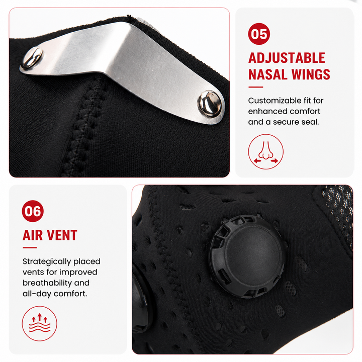 Premium Cycling Face Mask Breathable Nylon Half Face Mask Carbon Filter Adjustable Unisex Outdoor Sports Running Travel Dust Protection Mask