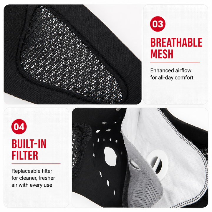Premium Cycling Face Mask Breathable Nylon Half Face Mask Carbon Filter Adjustable Unisex Outdoor Sports Running Travel Dust Protection Mask