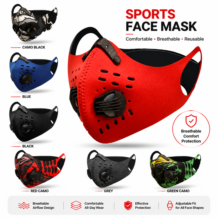Premium Cycling Mask Wind Dust Proof Half Face Mask Activated Carbon Filter Breathable Sports Running Outdoor Cycling Hiking Face Cover Men Women