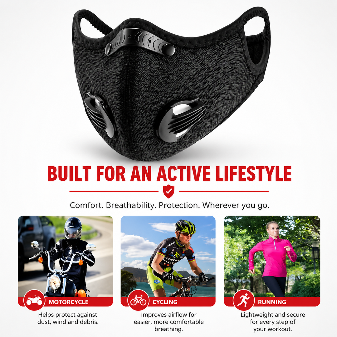 Premium Cycling Mask Wind Dust Proof Half Face Mask Activated Carbon Filter Breathable Sports Running Outdoor Cycling Hiking Face Cover Men Women