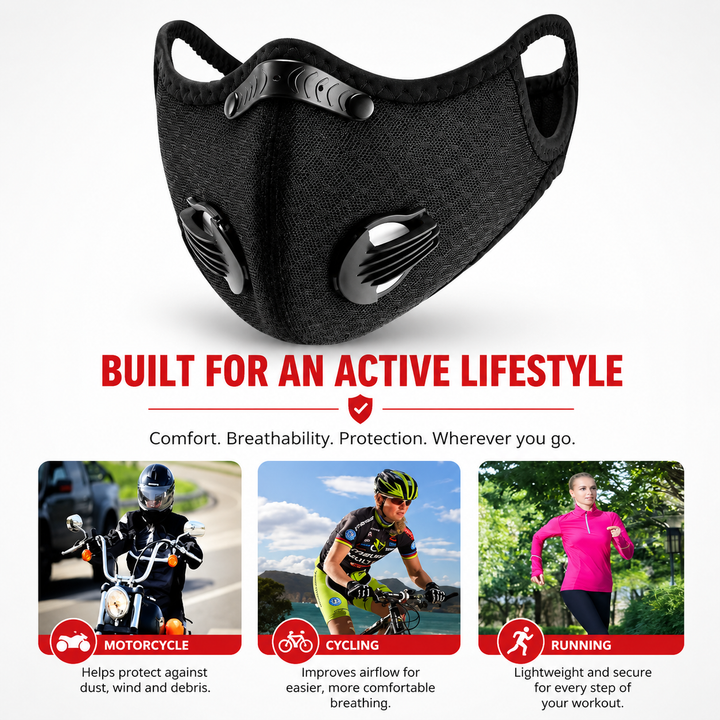 Premium Cycling Mask Wind Dust Proof Half Face Mask Activated Carbon Filter Breathable Sports Running Outdoor Cycling Hiking Face Cover Men Women