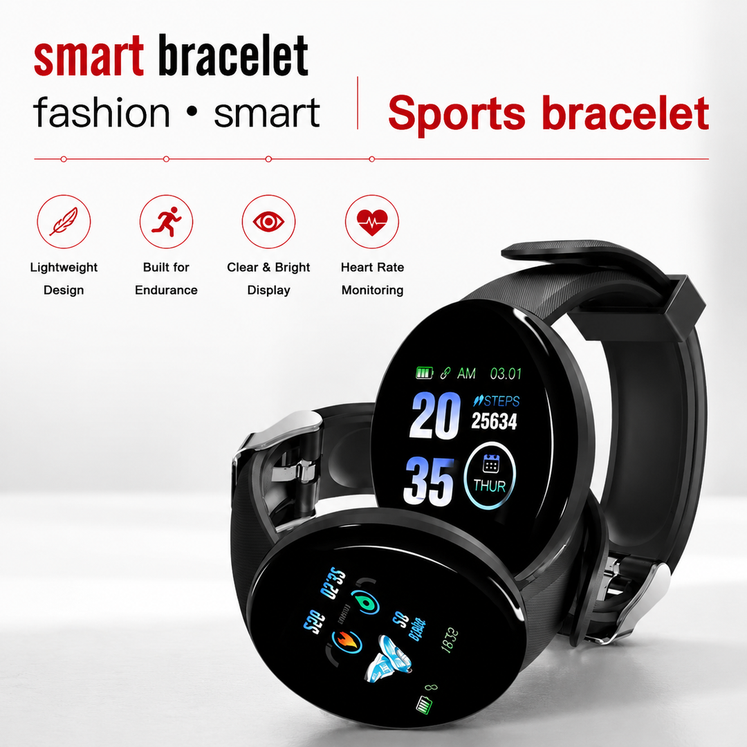 Premium D18 Smart Watch Fitness Tracker 1.3 Inch Touch Display Bluetooth Waterproof Activity Watch Call Message Alerts Heart Rate Sleep Tracking Smart Band