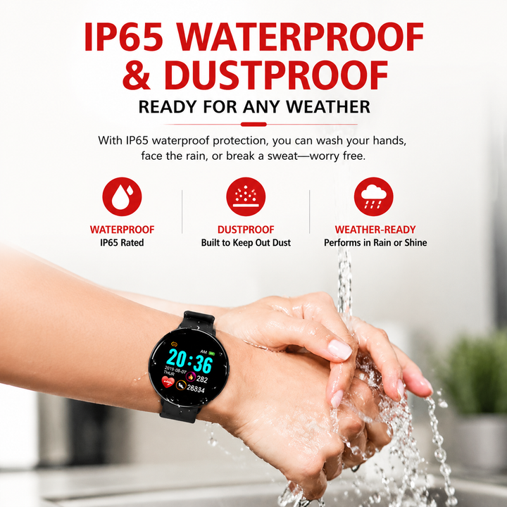 Premium D18 Smart Watch Fitness Tracker Heart Rate Blood Pressure Oxygen Monitor Waterproof Bluetooth Call Message Notifications Android iOS Compatible
