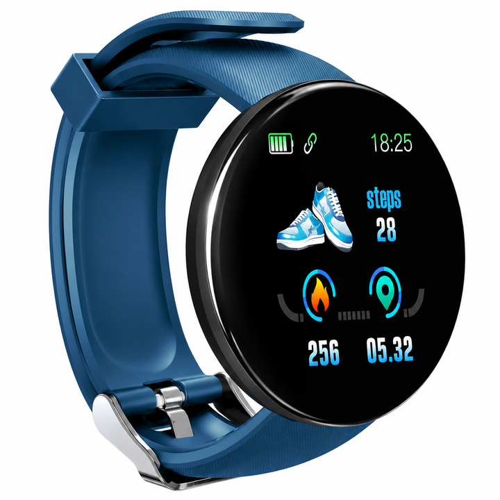 Premium D18 Smart Watch Fitness Tracker Heart Rate Blood Pressure Oxygen Monitor Waterproof Bluetooth Call Message Notifications Android iOS Compatible