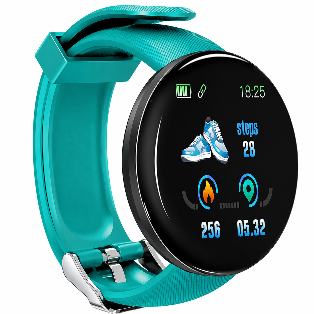 Premium D18 Smart Watch Fitness Tracker Heart Rate Blood Pressure Oxygen Monitor Waterproof Bluetooth Call Message Notifications Android iOS Compatible