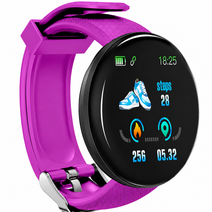 Premium D18 Smart Watch Fitness Tracker Heart Rate Blood Pressure Oxygen Monitor Waterproof Bluetooth Call Message Notifications Android iOS Compatible