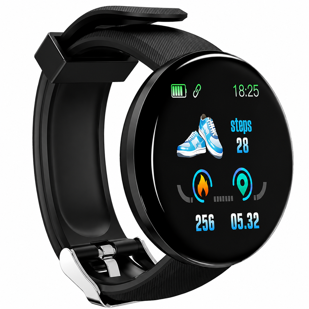 Premium D18 Smart Watch Fitness Tracker Heart Rate Blood Pressure Oxygen Monitor Waterproof Bluetooth Call Message Notifications Android iOS Compatible
