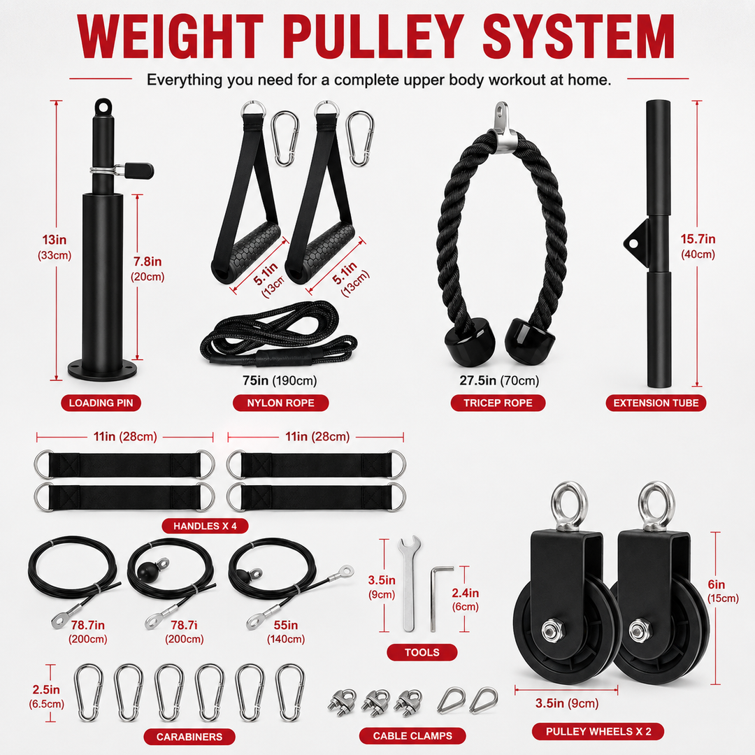 Premium DIY Fitness Pulley Cable Machine Set Adjustable Home Gym Cable System Arm Biceps Triceps Back Strength Training Attachment Steel Workout Equipment