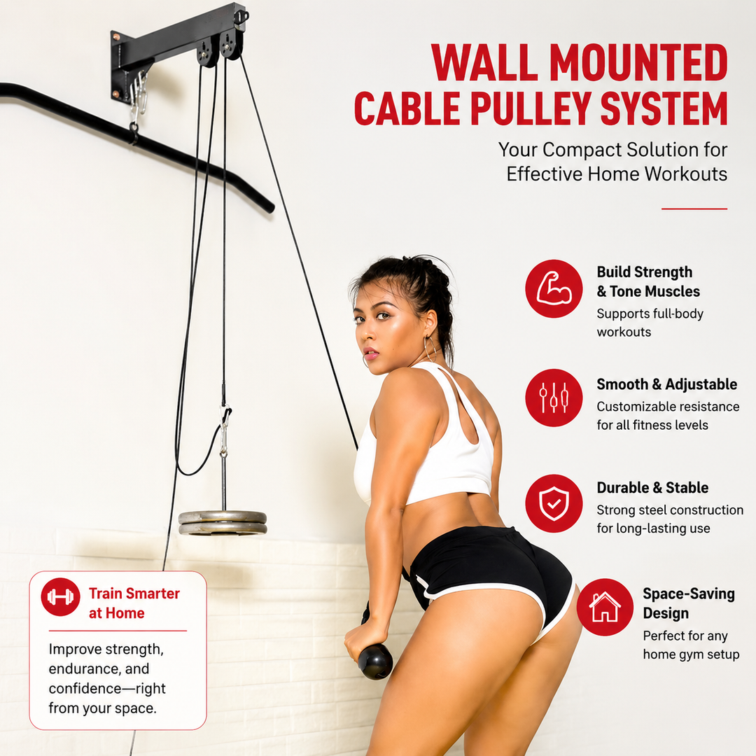 Premium DIY Fitness Pulley Cable Machine Set Adjustable Home Gym Cable System Arm Biceps Triceps Back Strength Training Attachment Steel Workout Equipment