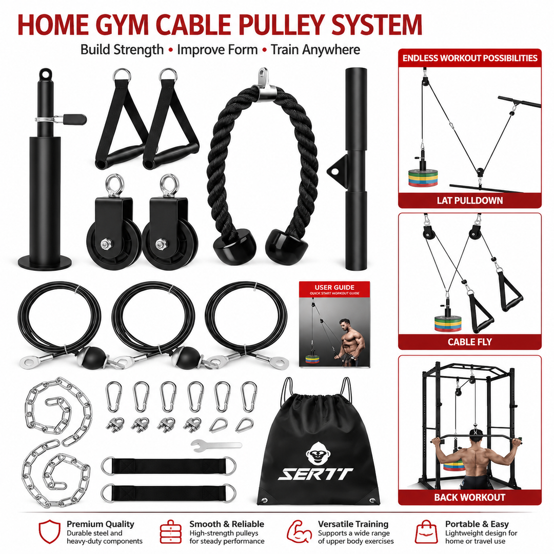 Premium DIY Fitness Pulley Cable Machine Set Adjustable Home Gym Cable System Arm Biceps Triceps Back Strength Training Attachment Steel Workout Equipment