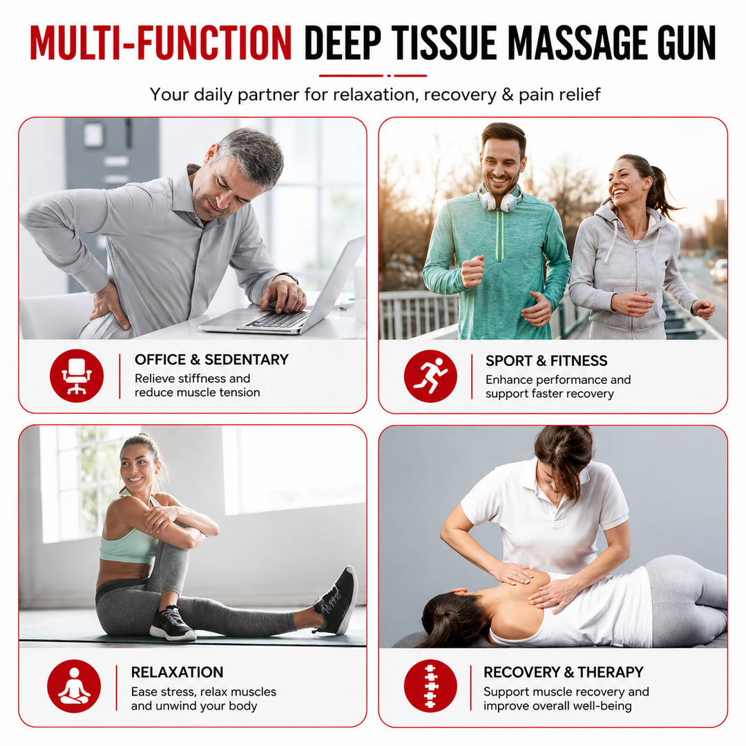 Premium Deep Tissue Massage Gun Percussion Muscle Massager Electric Rechargeable Body Neck Back Fitness Recovery Portable Handheld Massage Device