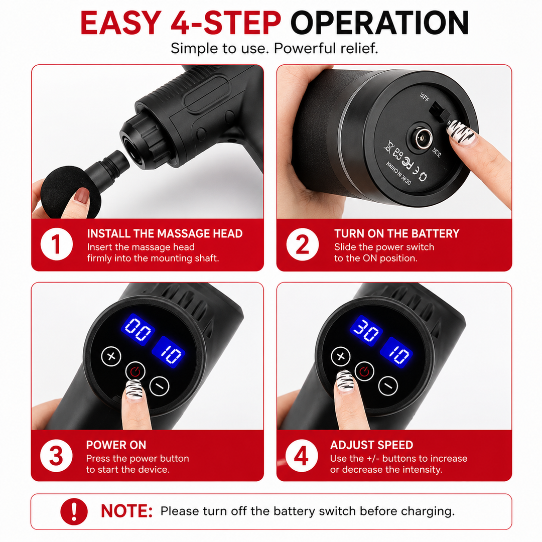 Premium Deep Tissue Massage Gun Percussion Muscle Massager Electric Rechargeable Body Neck Back Fitness Recovery Portable Handheld Massage Device
