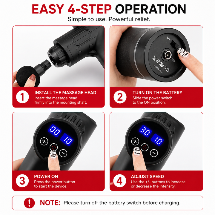 Premium Deep Tissue Massage Gun Percussion Muscle Massager Electric Rechargeable Body Neck Back Fitness Recovery Portable Handheld Massage Device