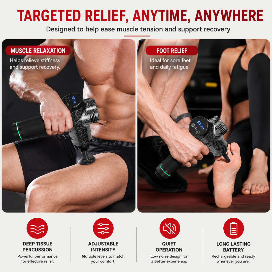 Premium Deep Tissue Massage Gun Percussion Muscle Massager Electric Rechargeable Body Neck Back Fitness Recovery Portable Handheld Massage Device