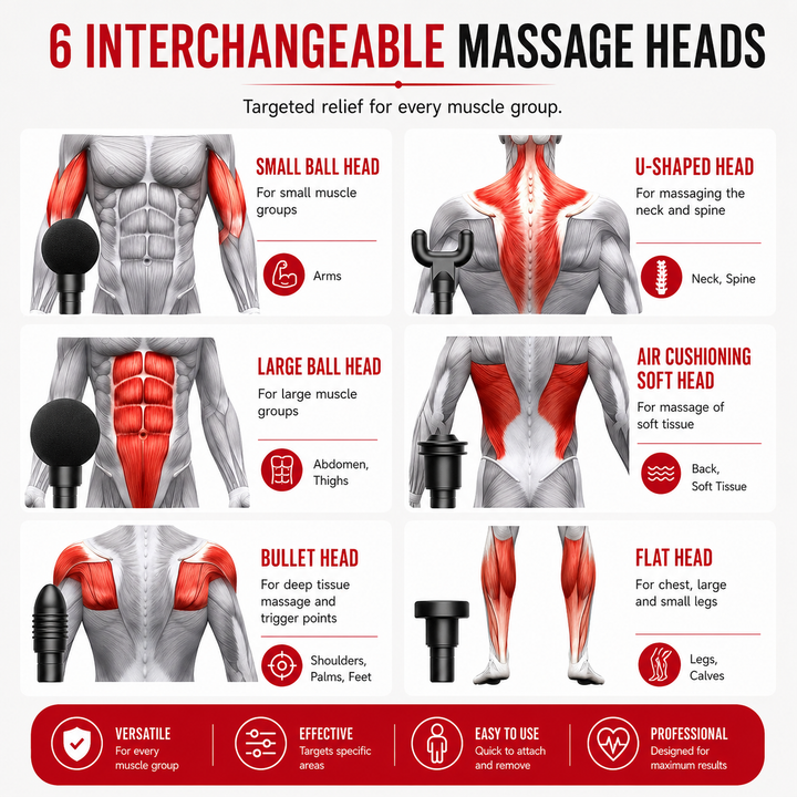 Premium Deep Tissue Massage Gun Percussion Muscle Massager Electric Rechargeable Body Neck Back Fitness Recovery Portable Handheld Massage Device