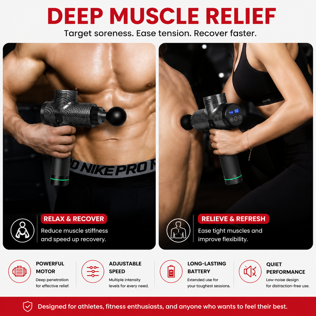 Premium Deep Tissue Massage Gun Percussion Muscle Massager Electric Rechargeable Body Neck Back Fitness Recovery Portable Handheld Massage Device