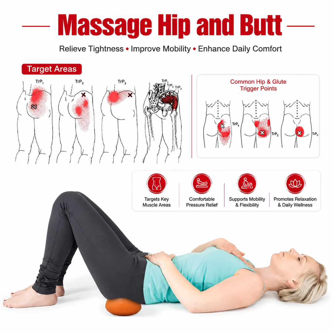Premium Deep Tissue Massage Tool 14 Trigger Points Sciatica Relief Myofascial Release Lower Back Hip Glute Trigger Point Massager Portable Body Pain Relief
