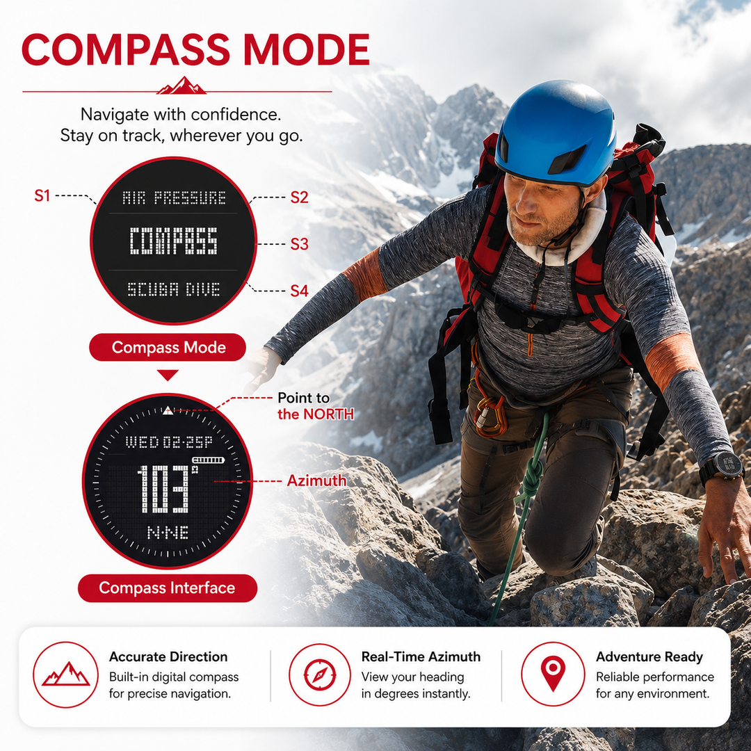 Premium Dive Smart Watch Men 50M Waterproof Altimeter Barometer Compass Free Diving Log Stopwatch Air Pressure Outdoor Adventure Sports Watch